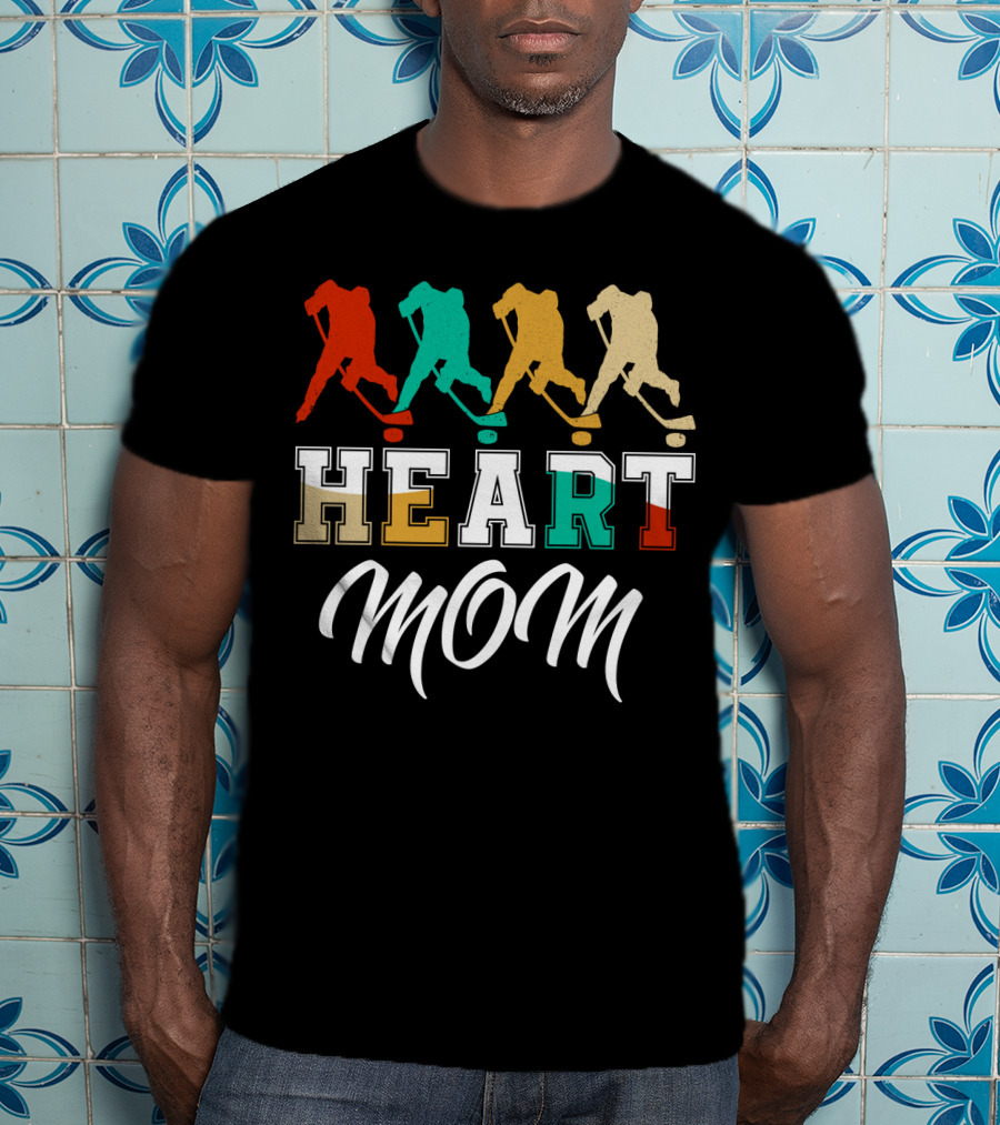 Hockey Heart Mom Vintage Silhouette Player Sequence T-Shirt