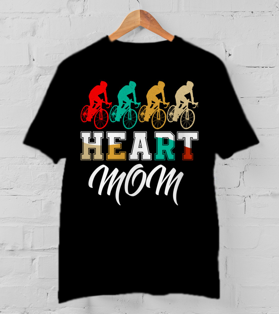 Cycling Heart Mom Colorful Biking T-Shirt