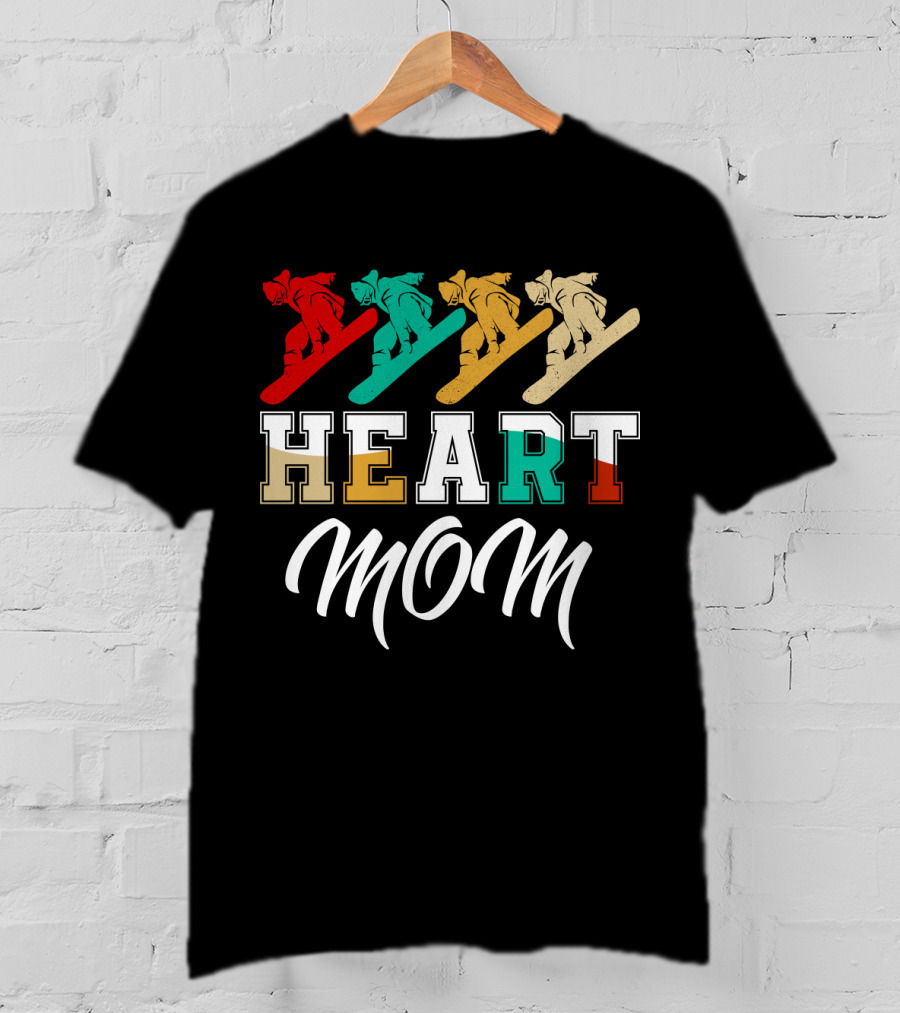 Snowboarding Heart Mom Multicolor Boarders T-Shirt