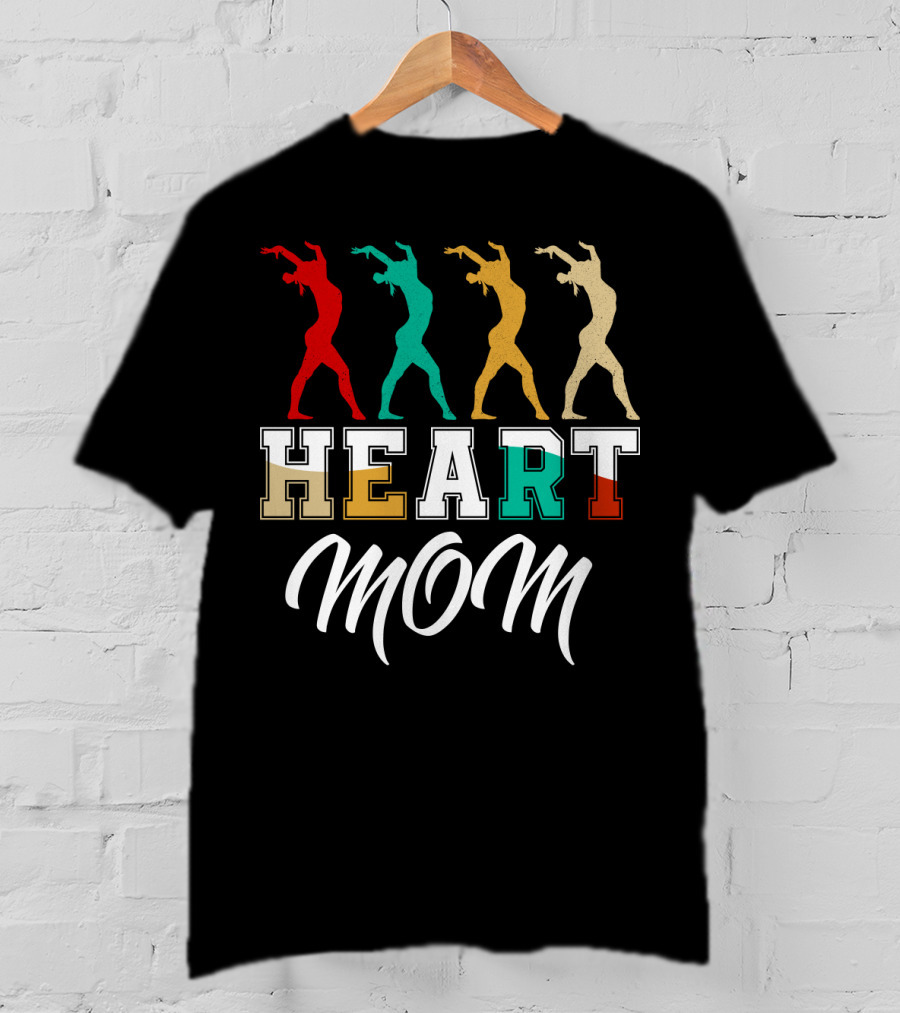 Gymnastics Heart Mom Colorful T-Shirt
