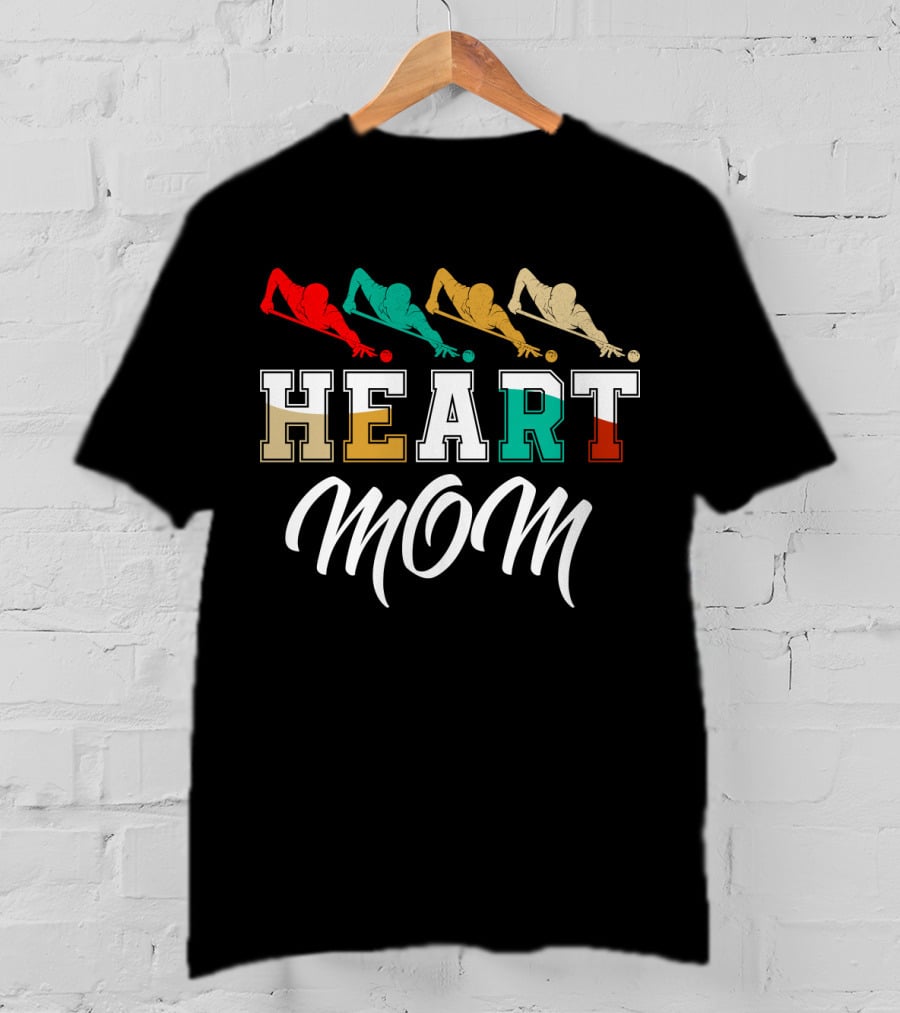 Billiards Heart Mom Pool Player T-Shirt