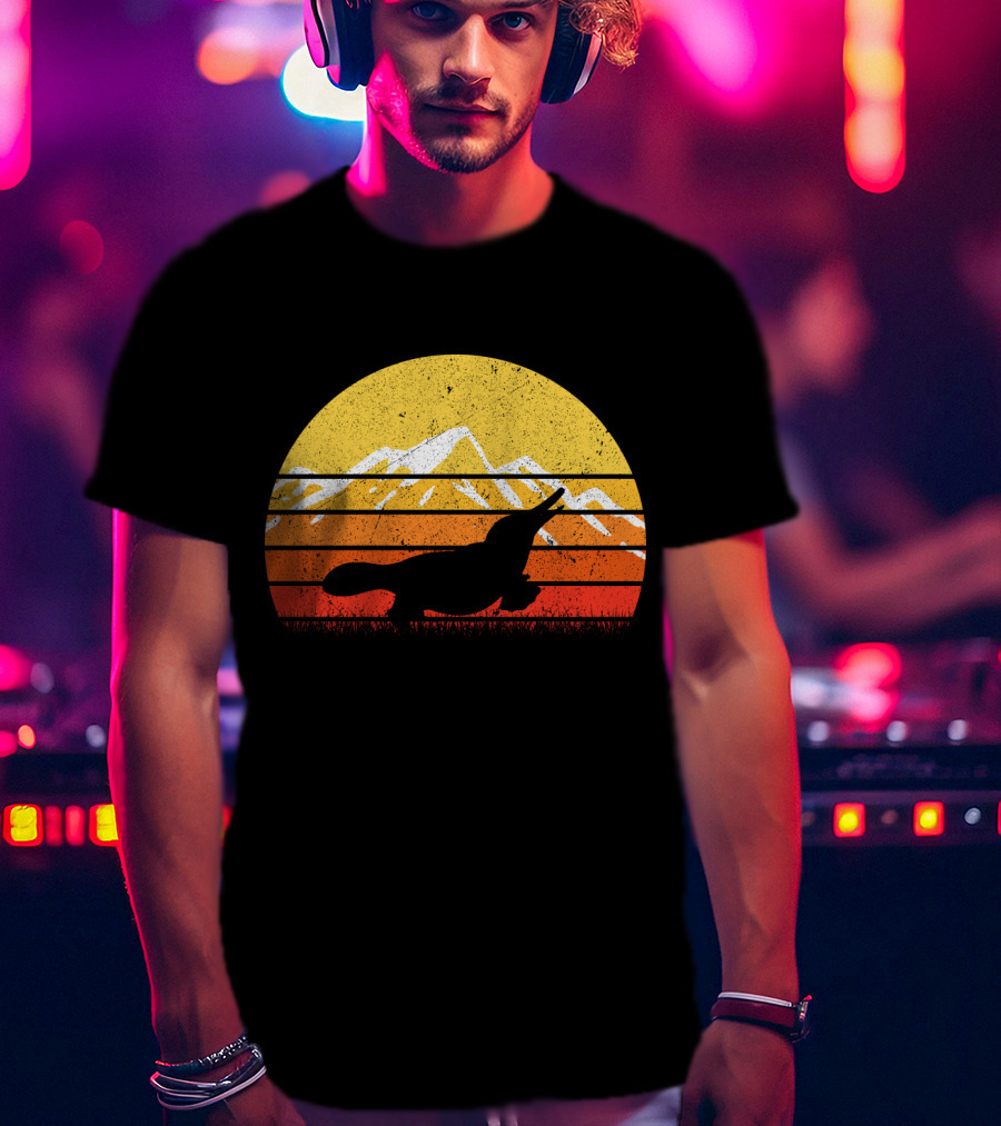 Retro Vintage Platypus Sunset T-Shirt