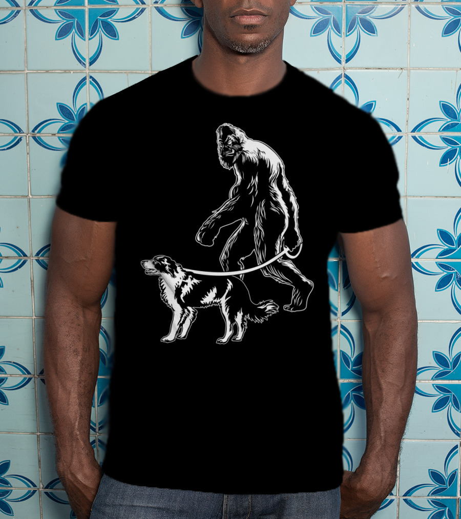 Bigfoot Walking Border Collie T-Shirt