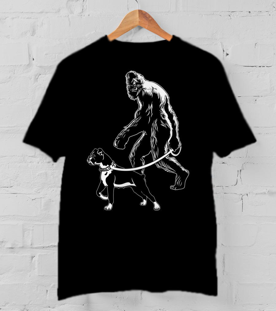 Bigfoot Walking Boxer Dog T-Shirt