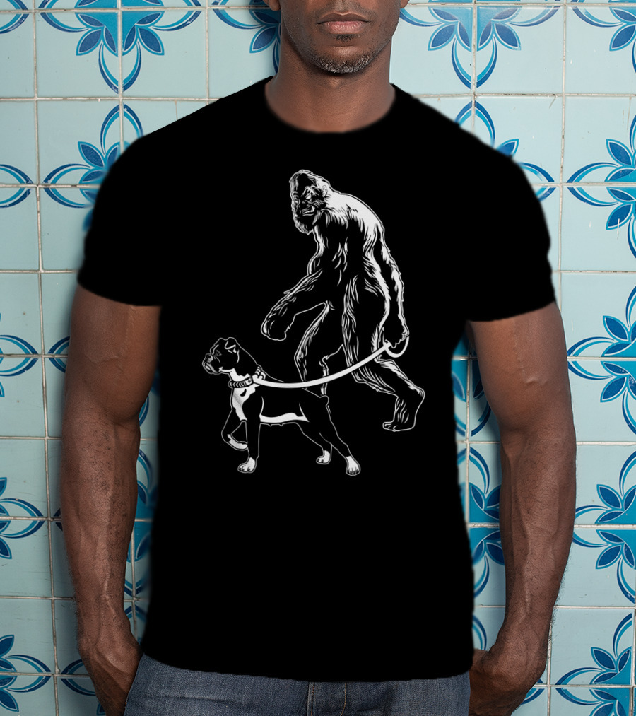 Bigfoot Walking Boxer Dog T-Shirt