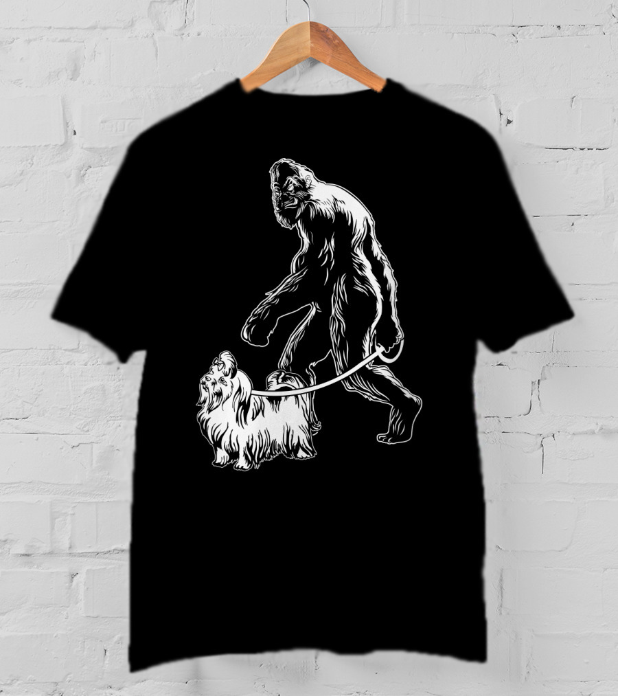Bigfoot Walking Maltese Dog T-Shirt