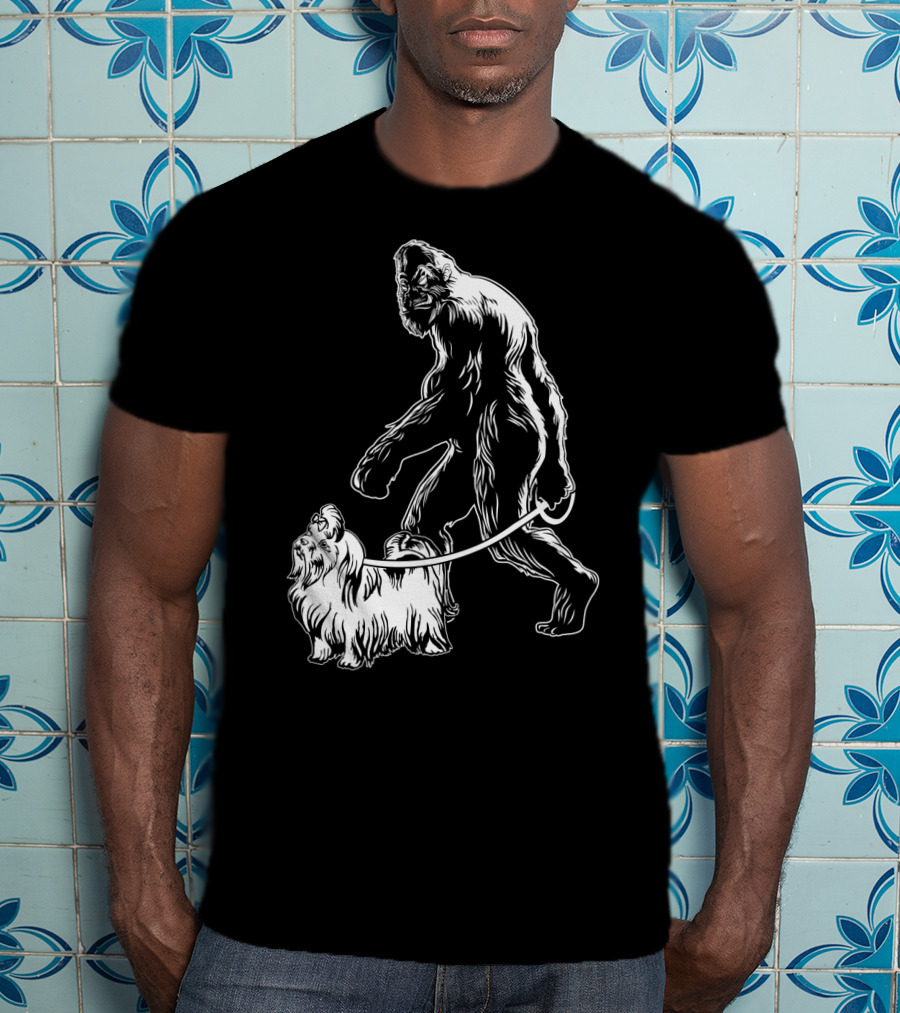 Bigfoot Walking Maltese Dog T-Shirt