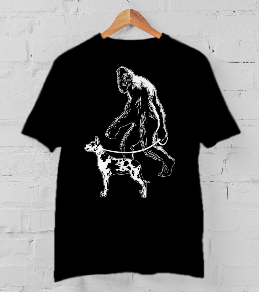 Bigfoot Walking Great Dane Dog T-Shirt