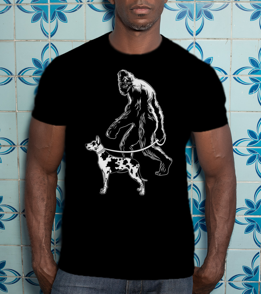 Bigfoot Walking Great Dane Dog T-Shirt
