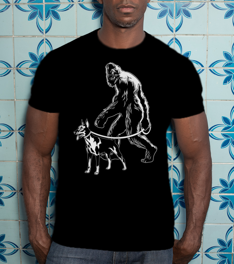 Bigfoot Walking Doberman Dog T-Shirt
