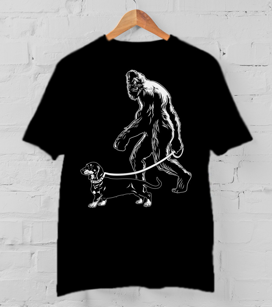 Bigfoot Walking Dachshund Dog T-Shirt