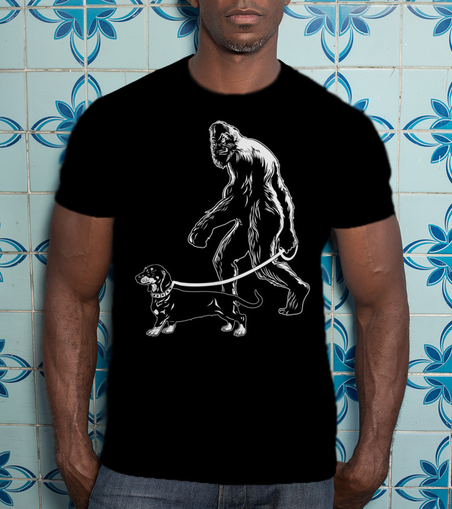 Bigfoot Walking Dachshund Dog T-Shirt