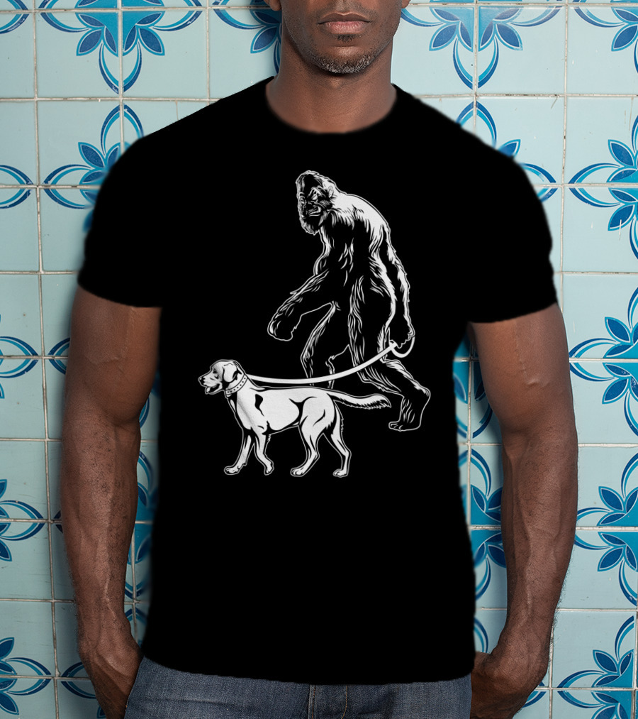Bigfoot Walking Labrador Dog T-Shirt