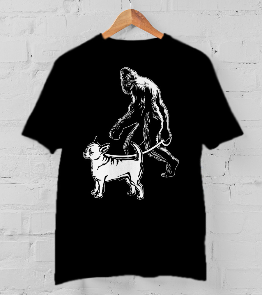 Bigfoot Walking Chihuahua Dog T-Shirt