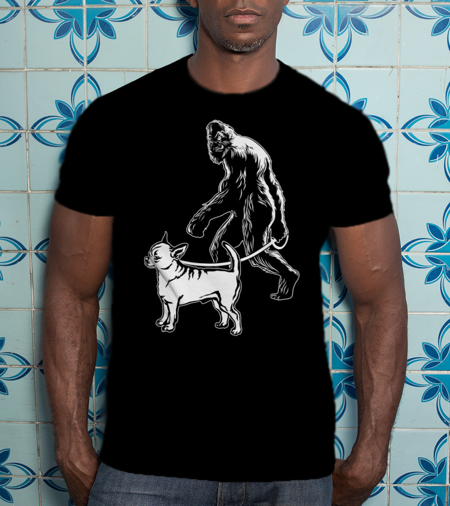 Bigfoot Walking Chihuahua Dog T-Shirt