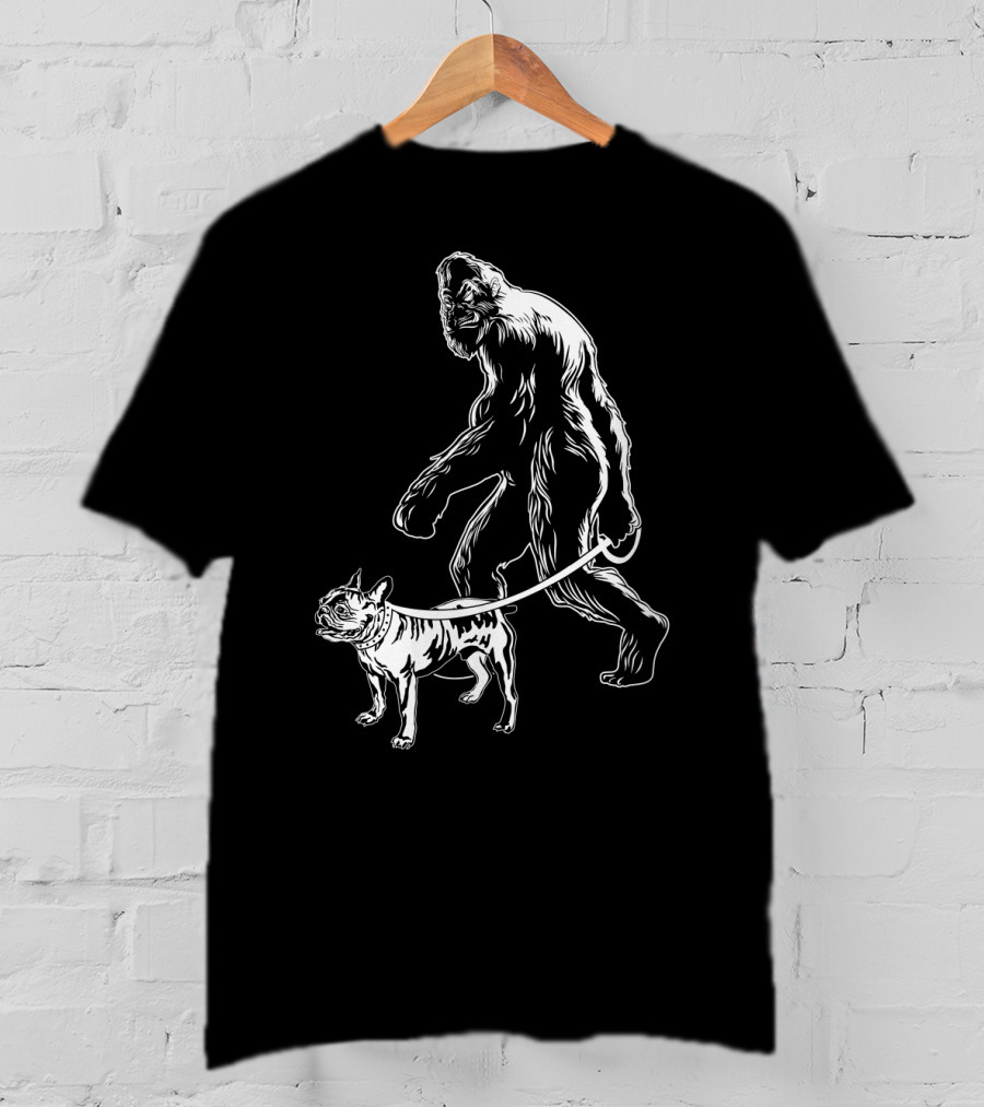 Bigfoot Walking French Bulldog Creature Companion T-Shirt