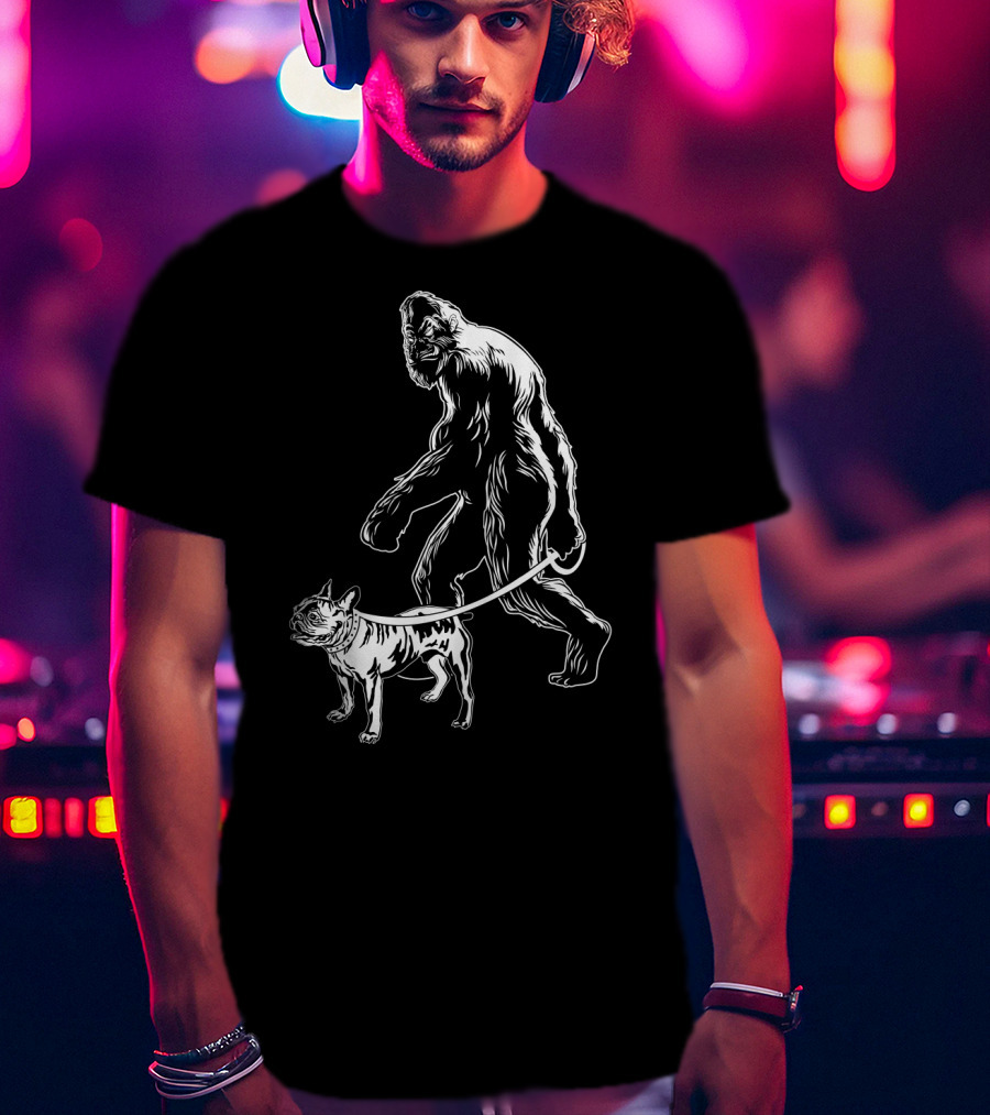 Bigfoot Walking French Bulldog Creature Companion T-Shirt