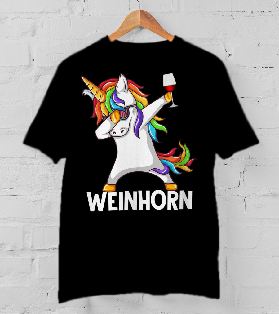Weinhorn Dabbing Einhorn With Wine Glass T-Shirt