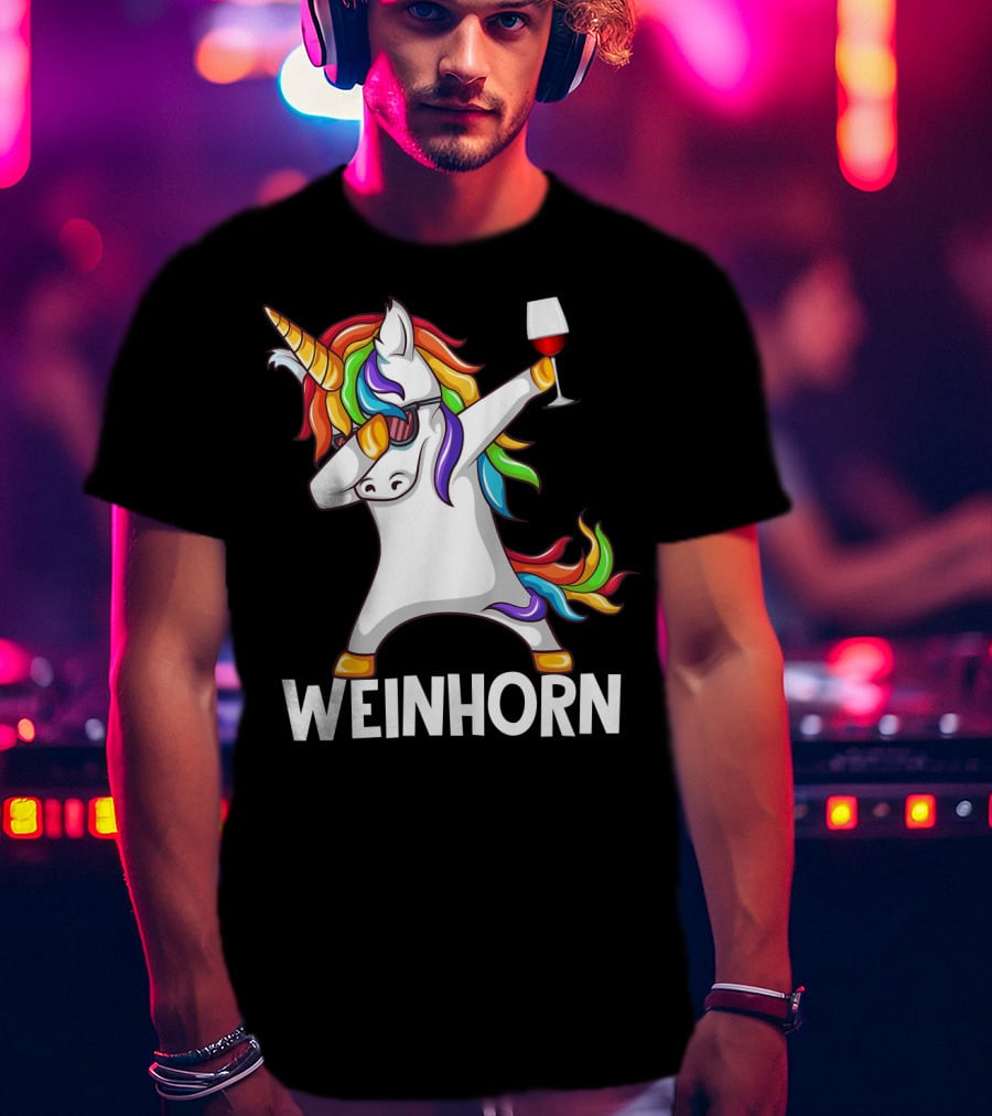 Weinhorn Dabbing Einhorn With Wine Glass T-Shirt