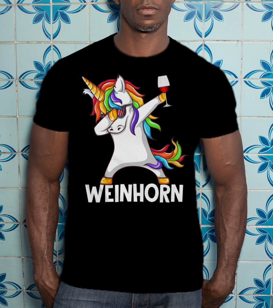 Weinhorn Dabbing Einhorn With Wine Glass T-Shirt