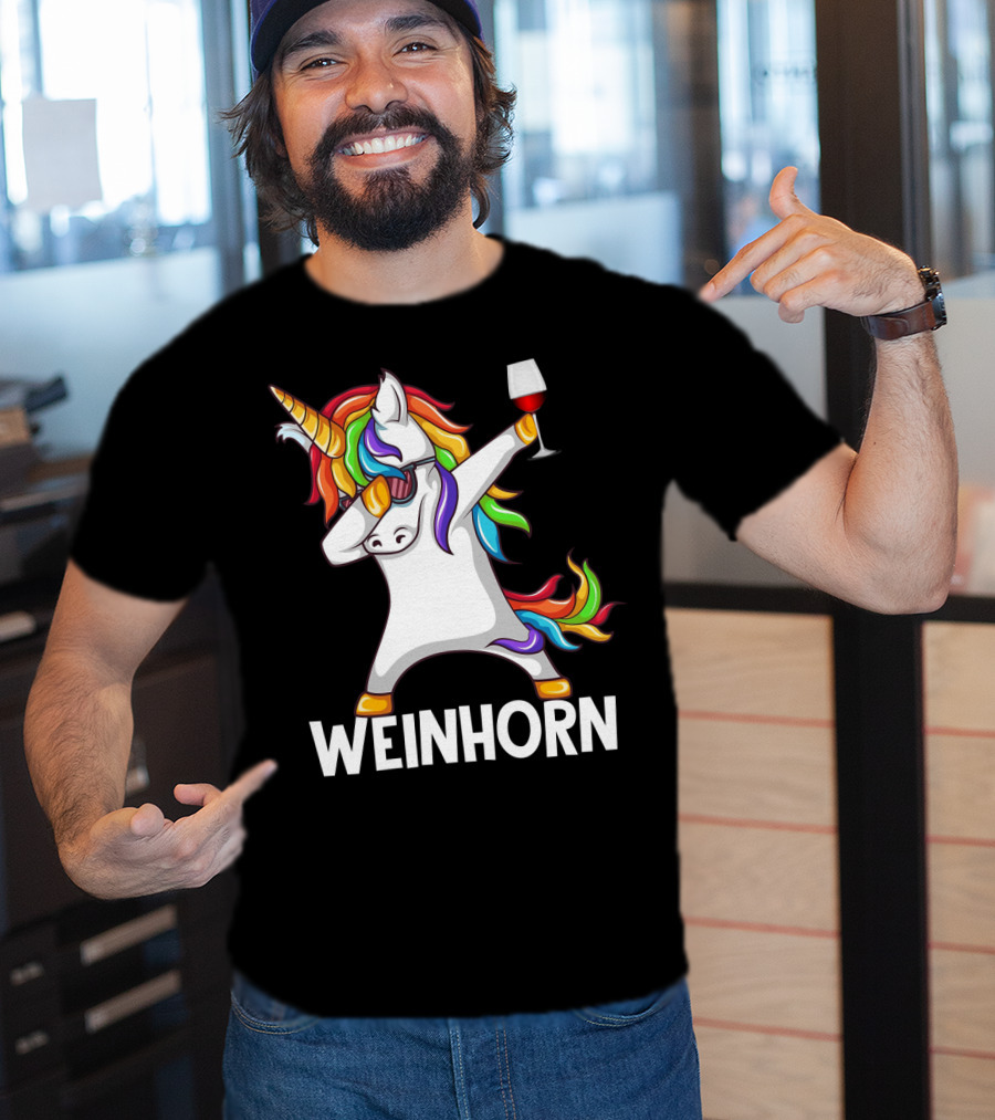 Weinhorn Dabbing Einhorn With Wine Glass T-Shirt
