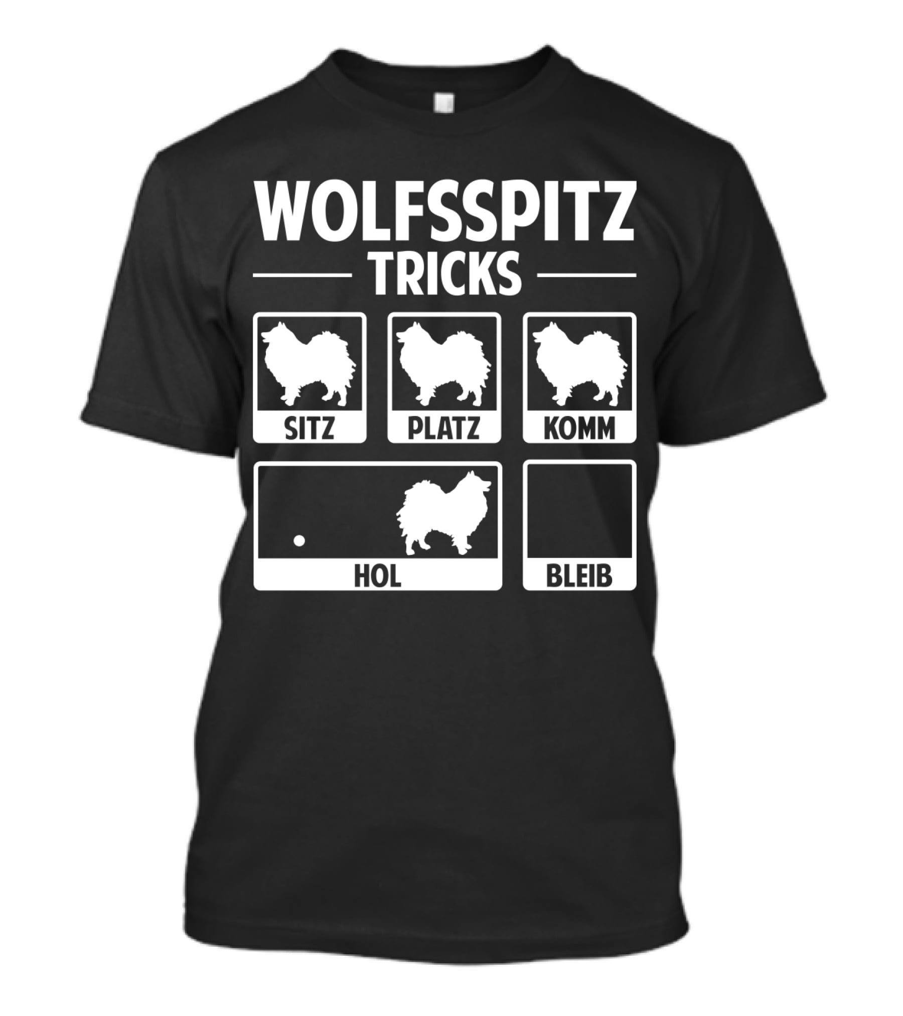 Wolfsspitz Tricks Sitz Platz Komm Hol Bleib T-Shirt