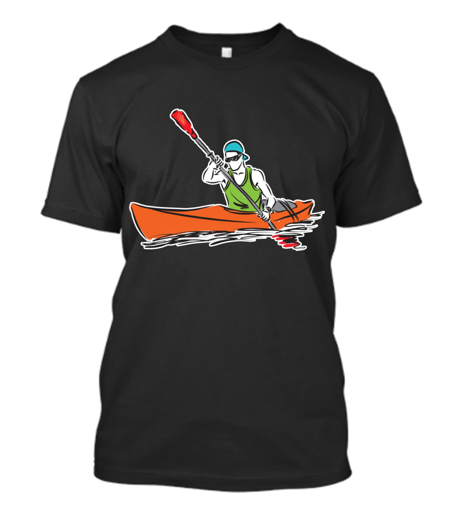 Grönland Kajak Paddel Sportler Line Zeichnen T-Shirt
