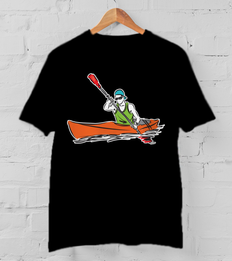 Grönland Kajak Paddel Sportler Line Zeichnen T-Shirt