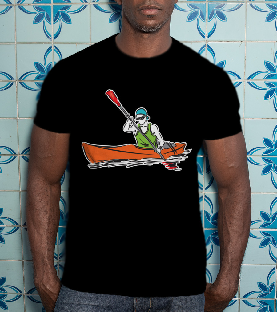Grönland Kajak Paddel Sportler Line Zeichnen T-Shirt