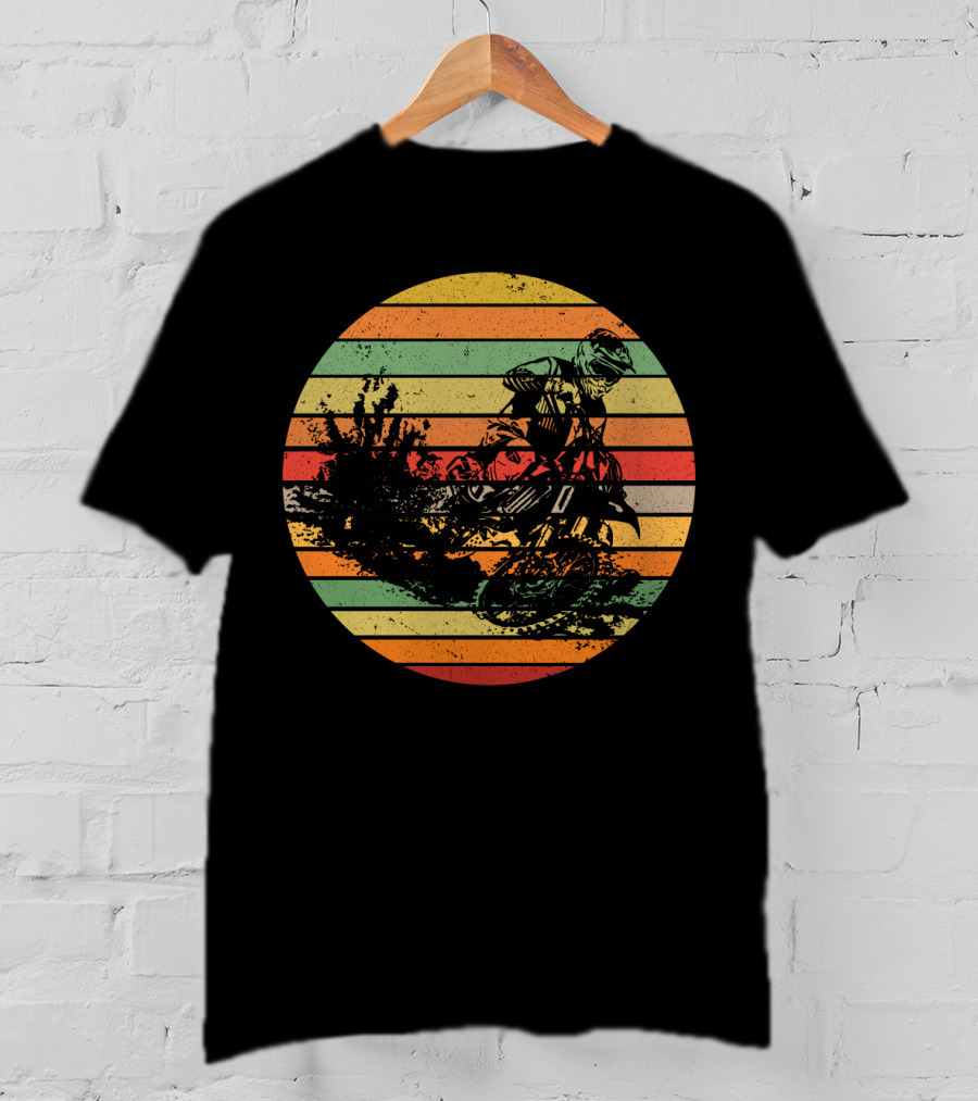 Vintage Motocross Dirt Bike Retro Vibes With Rider T-Shirt