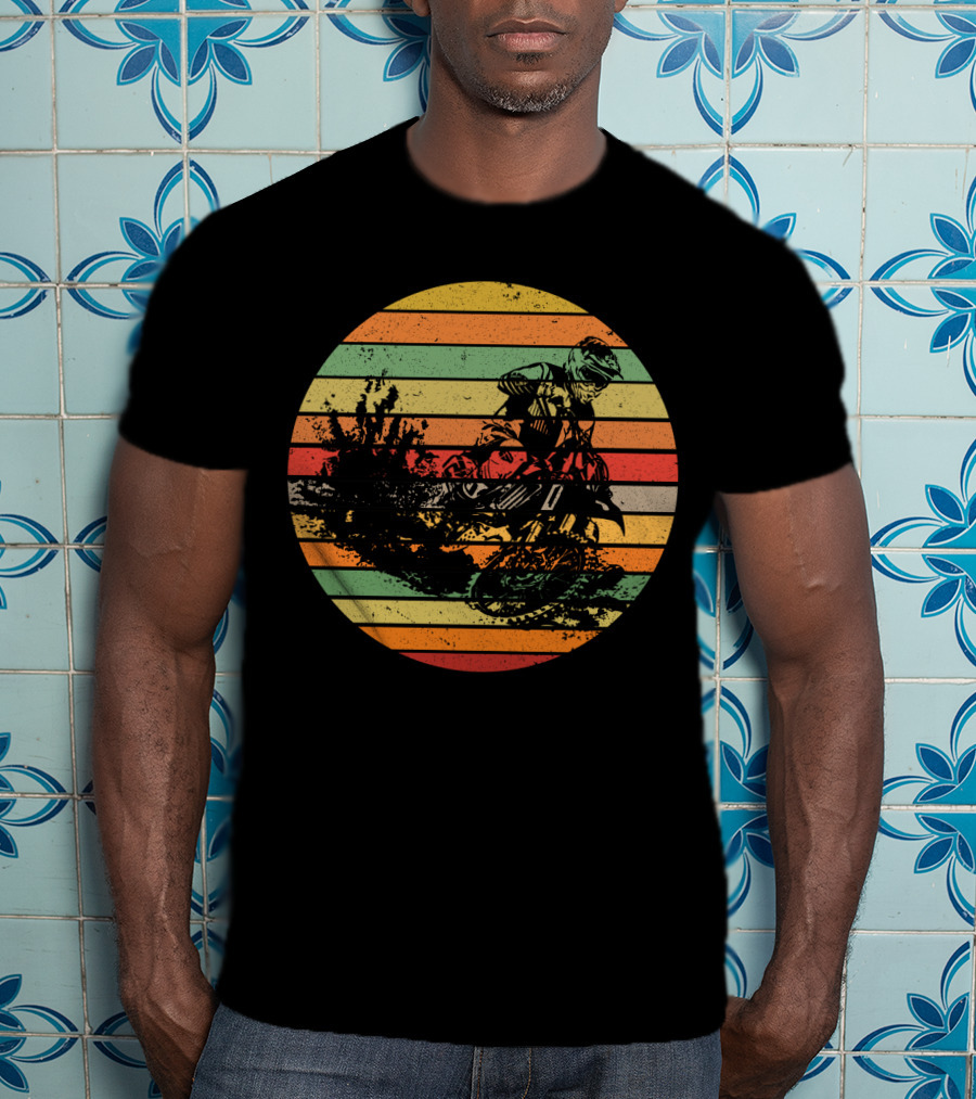 Vintage Motocross Dirt Bike Retro Vibes With Rider T-Shirt