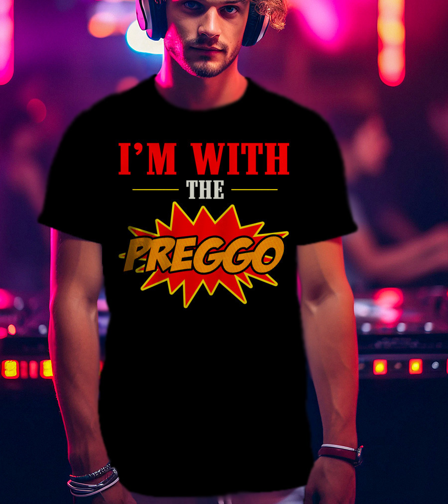 I'm With The Preggo Comic Style Burst T-Shirt
