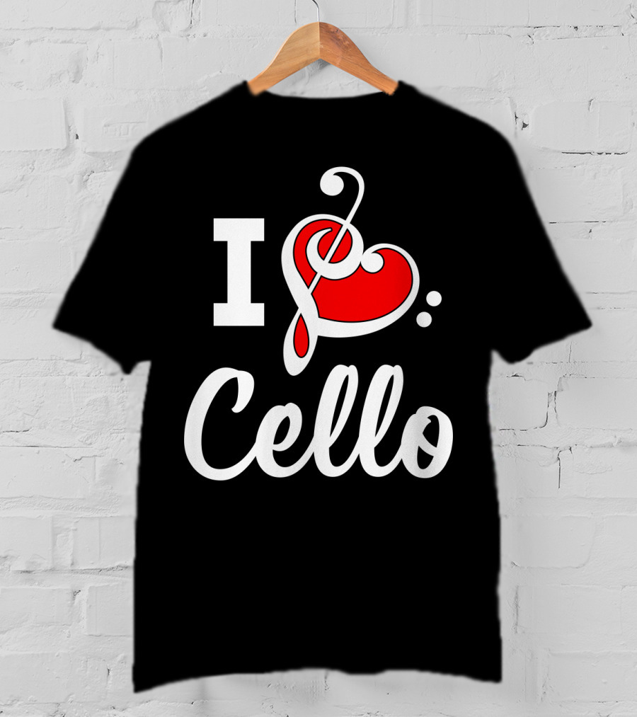 I Love Cello Treble Clef Heart T-Shirt