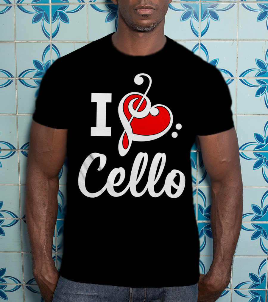 I Love Cello Treble Clef Heart T-Shirt