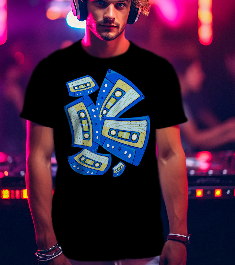 Vaporwave Cassette Mixtape Analog Music Retro Aesthetic Blue Tapes T-Shirt