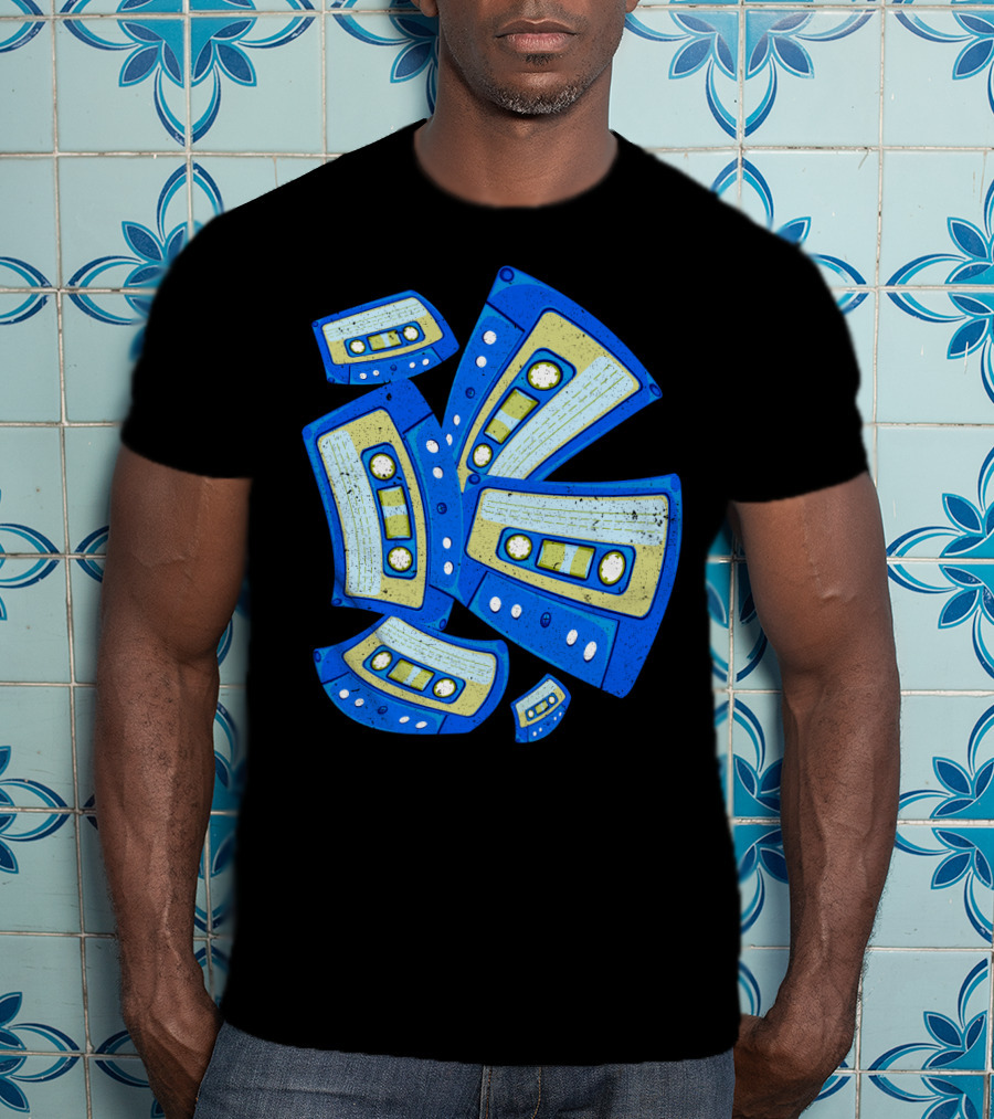 Vaporwave Cassette Mixtape Analog Music Retro Aesthetic Blue Tapes T-Shirt