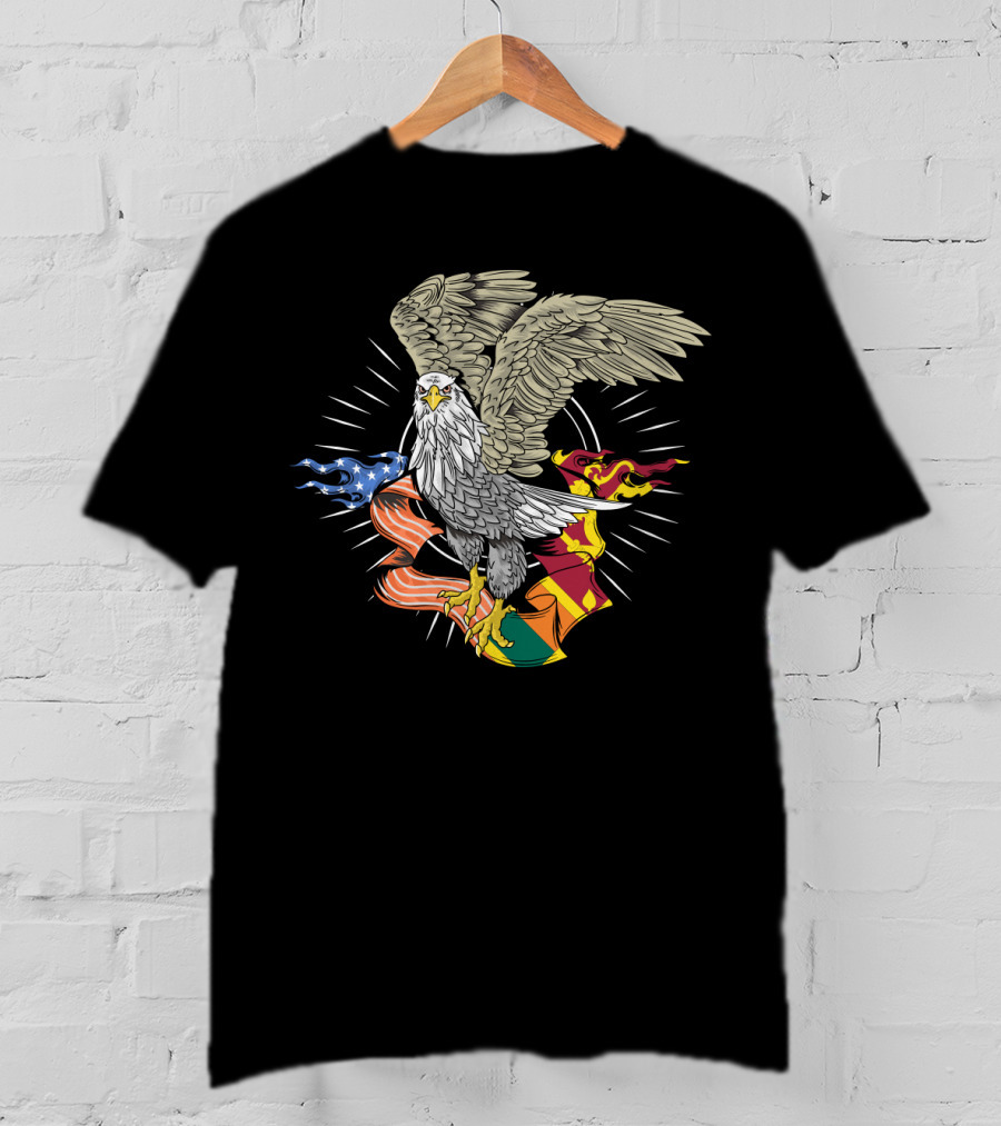 Sri Lankan American Flag Bald Eagle Fusion T-Shirt
