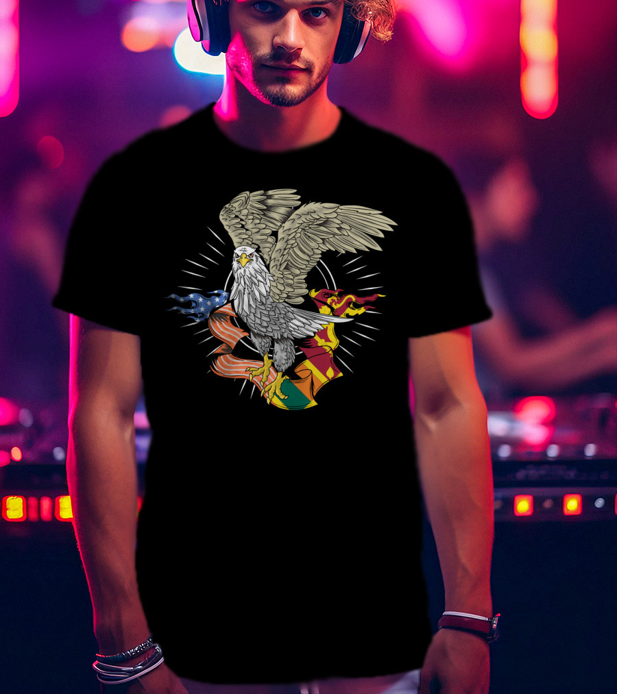 Sri Lankan American Flag Bald Eagle Fusion T-Shirt
