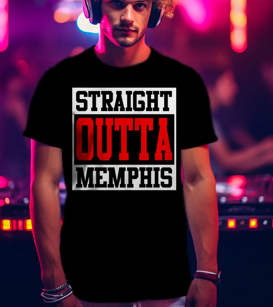 Straight Outta Memphis Bold Urban Block Text T-Shirt