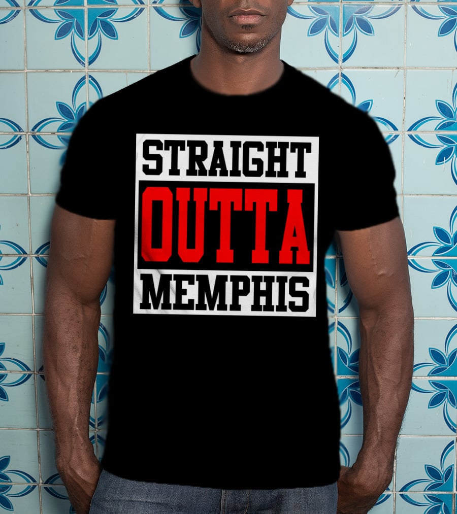 Straight Outta Memphis Bold Urban Block Text T-Shirt