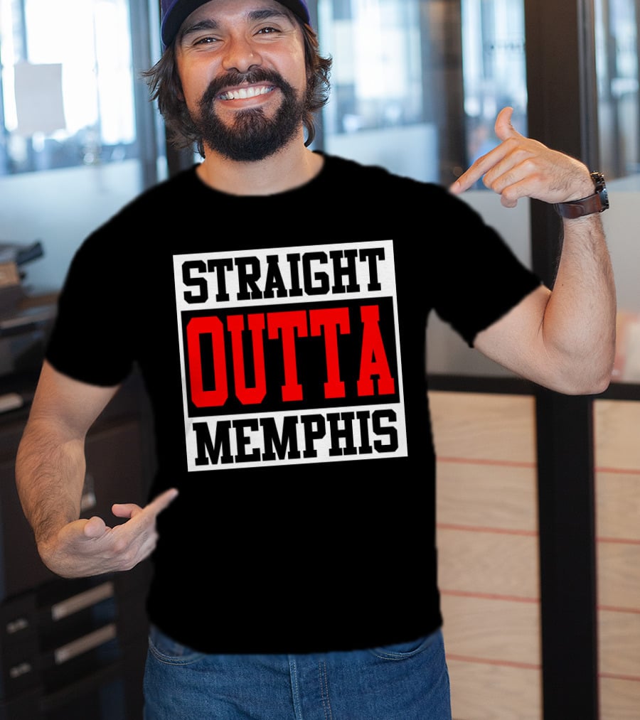 Straight Outta Memphis Bold Urban Block Text T-Shirt
