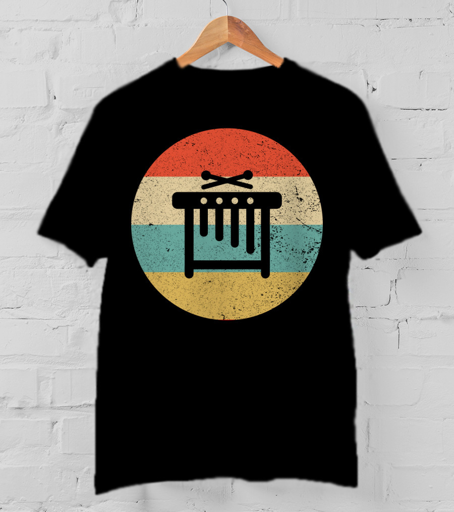 Vintage Retro Marimba Xylophone Circle Stripes T-Shirt