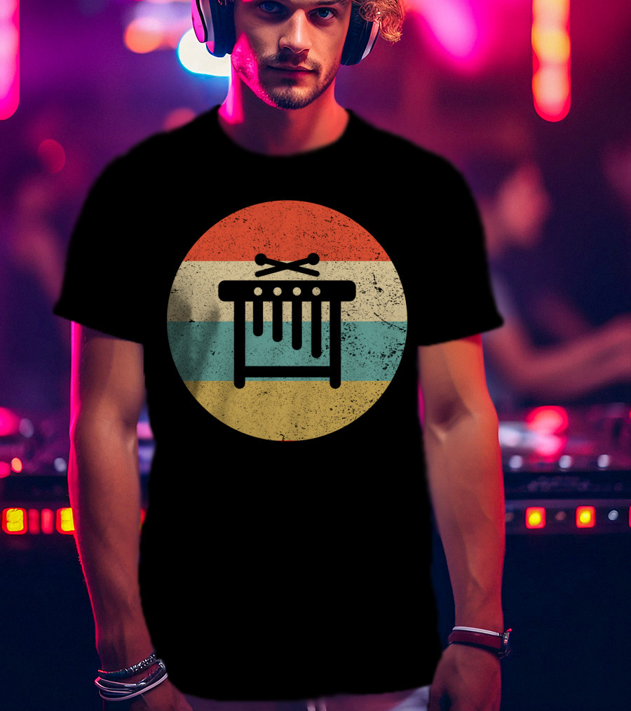 Vintage Retro Marimba Xylophone Circle Stripes T-Shirt