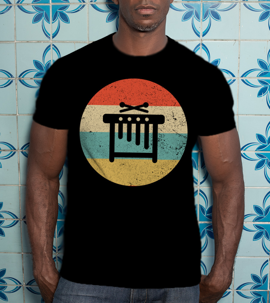 Vintage Retro Marimba Xylophone Circle Stripes T-Shirt
