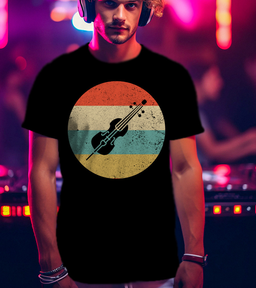 Vintage Retro Cello Circle Striped T-Shirt