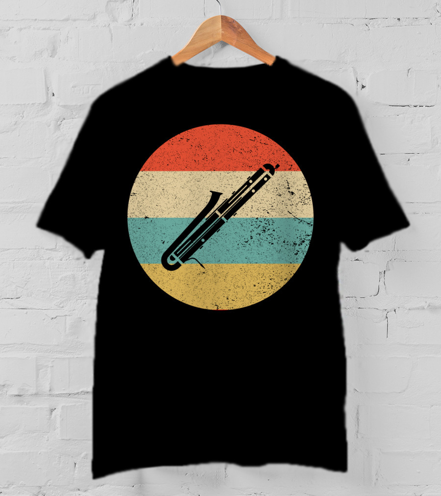 Vintage Retro Bassoon Circle Stripes T-Shirt