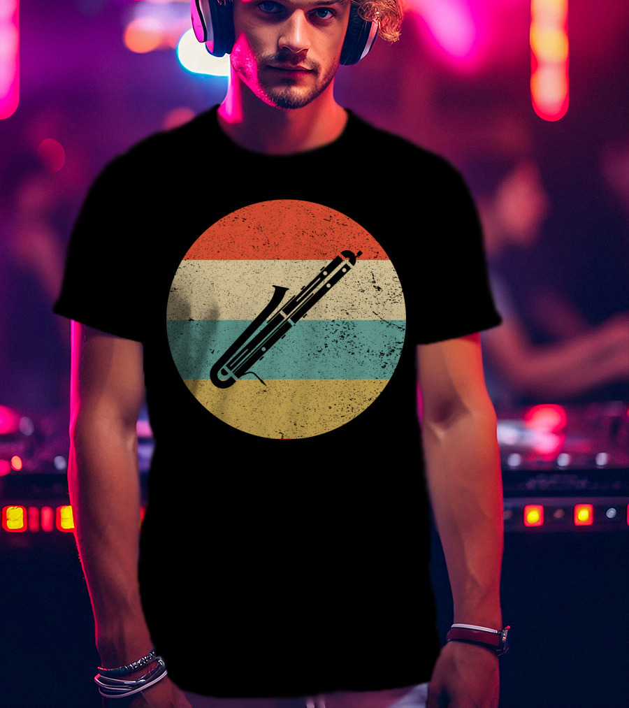 Vintage Retro Bassoon Circle Stripes T-Shirt