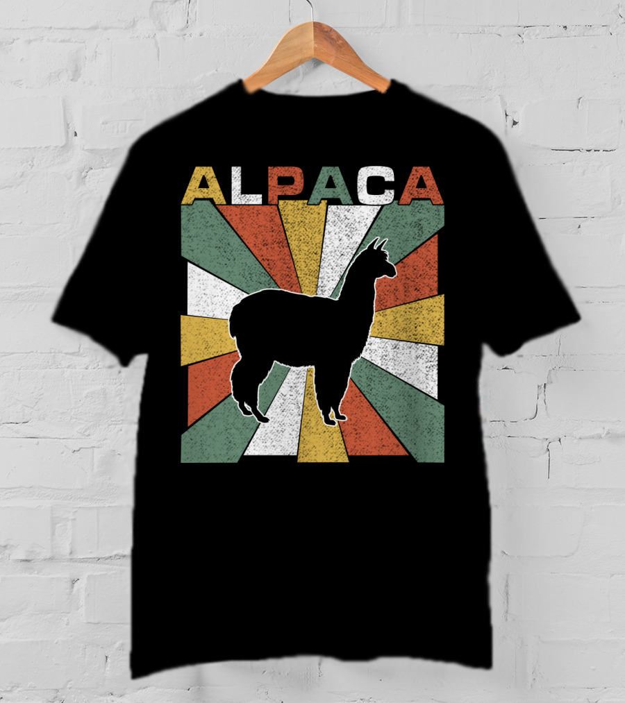 Alpaca Retro 70s Silhouette Vintage Colors T-Shirt