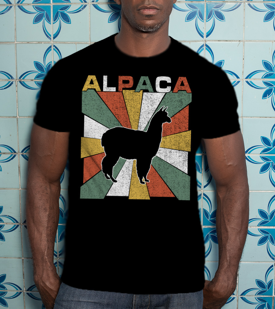Alpaca Retro 70s Silhouette Vintage Colors T-Shirt