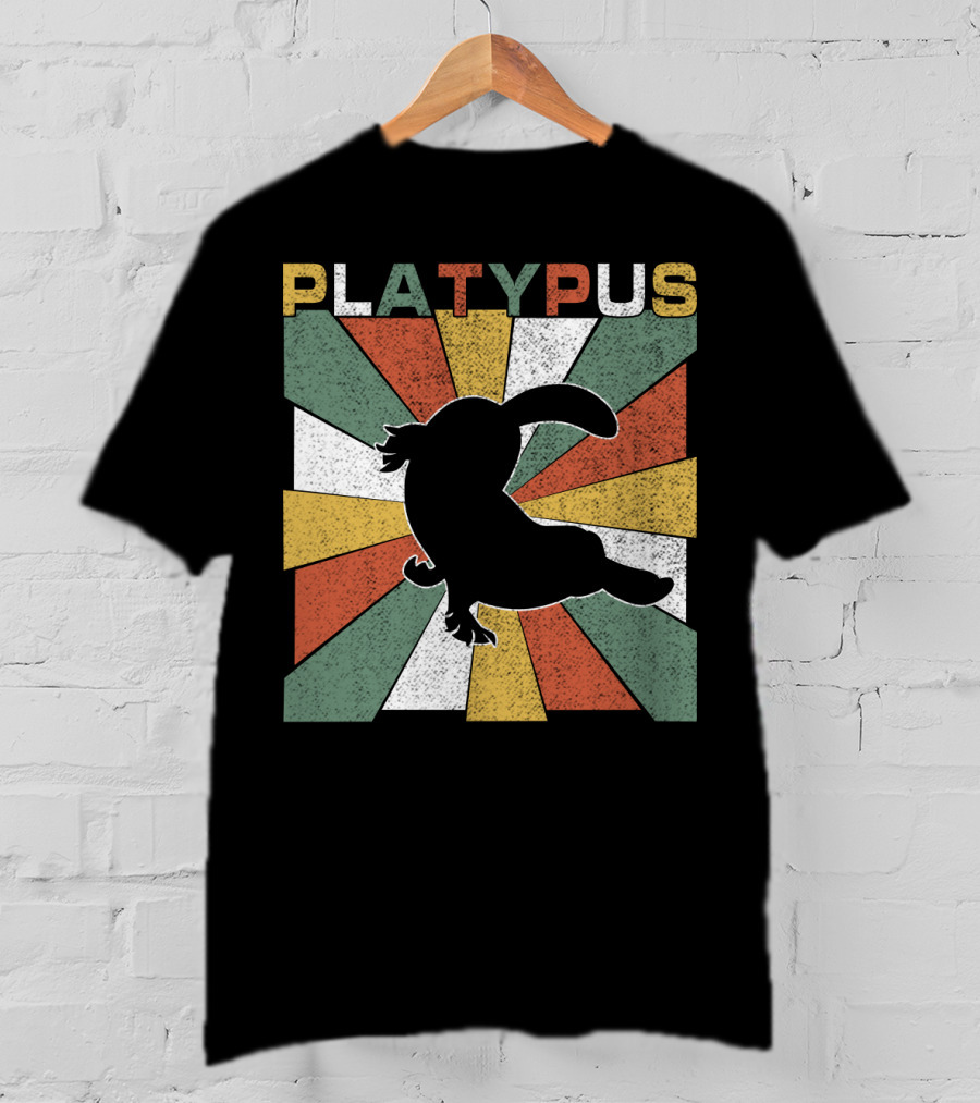 Platypus Retro 70s Vintage Silhouette Sunburst Colors T-Shirt